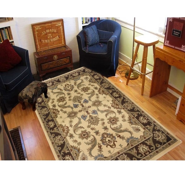 LNR Home Adana Cream/ Brown Oriental Rug - 7'9 x 9'9