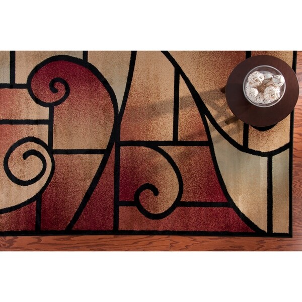 LR Home Adana Black / Green Abstract Rug - 5'3 x 7'5