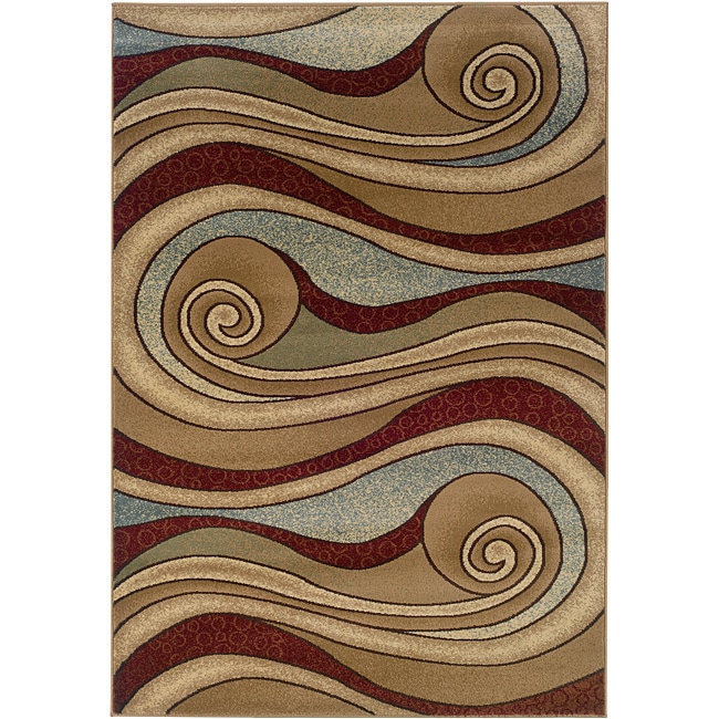 Brown/blue Swirls Abstract Runner Rug (22 X 71)