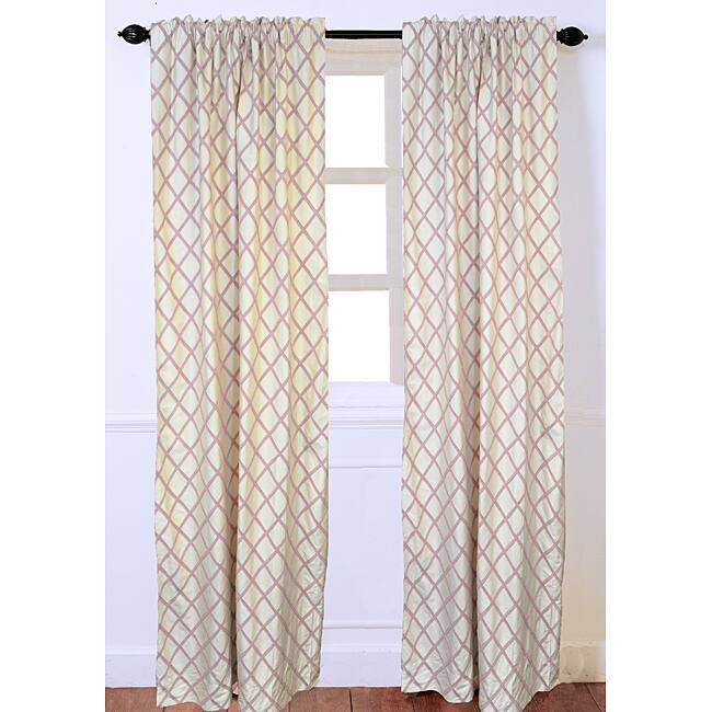 Sadie Pink Stitched Silk Drapery Panel 84" - 52 x 84