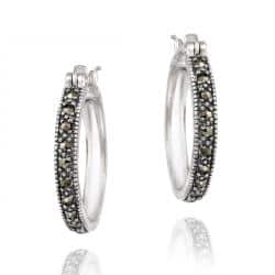 Marcasite Earrings Find Great Jewelry Deals Ping At Glitzy Rocks Sterling Silver Marcasite 20 Mm Hoop Earrings
