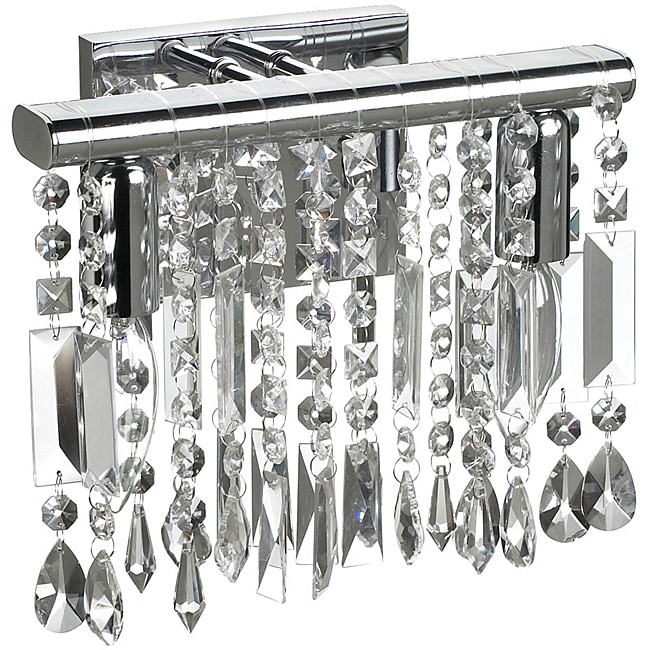2 Light Chrome Crystal Wall Sconce Vanity Fixture 10"