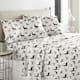 Solid or Print Cotton Heavyweight Flannel Bed Sheet Set - Autumn Deer - Animal Print/Striped - 4 Piece - Queen