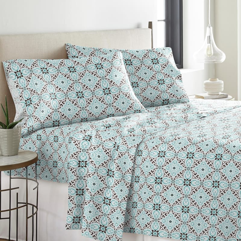 Solid or Print Cotton Heavyweight Flannel Bed Sheet Set - Ankara - Floral/Striped - 3 Piece - Twin