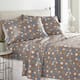 Solid or Print Cotton Heavyweight Flannel Bed Sheet Set - Snow Flakes Tan - Nature/Striped - 4 Piece - King