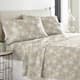 Solid or Print Cotton Heavyweight Flannel Bed Sheet Set - snowflakes oatmeal - Nature/Striped - 4 Piece - King