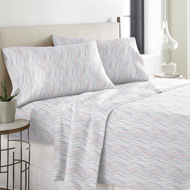 Solid or Print Cotton Heavyweight Flannel Bed Sheet Set - Metro - Striped - 4 Piece - Queen