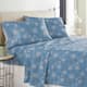 Solid or Print Cotton Heavyweight Flannel Bed Sheet Set - Snow Flakes Dusty Blue - Nature/Striped - 4 Piece - Full