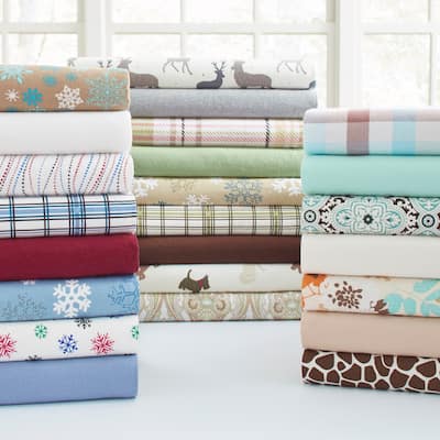 Solid or Print Cotton Heavyweight Flannel Bed Sheet Set..