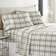preview thumbnail 13 of 24, Solid or Print Cotton Heavyweight Flannel Bed Sheet Set Sage Plaid - Plaid/Striped - 4 Piece - King