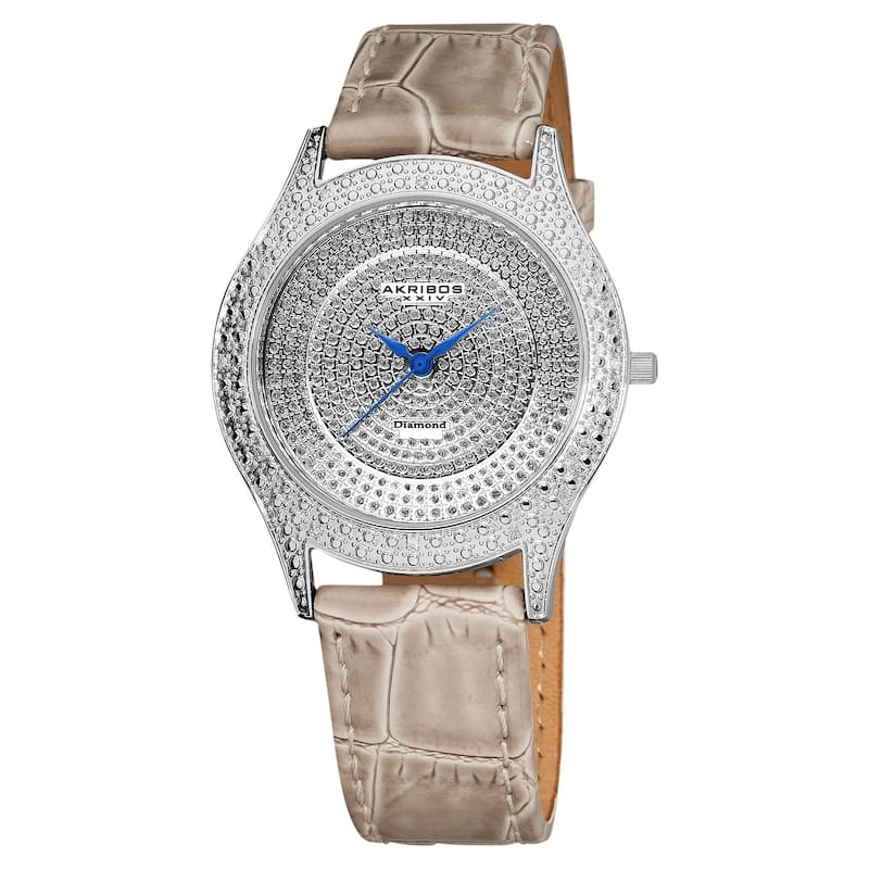Akribos XXIV Women's Diamond Grey Brilliance Swiss Quartz Strap Watch