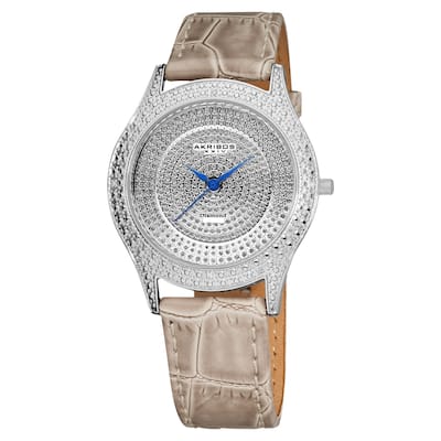 Akribos XXIV Women's Diamond Grey Brilliance Swiss Quartz Strap Watch