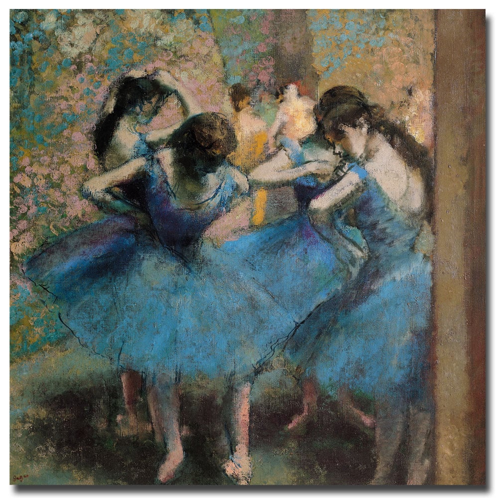 Edgar Degas, 'Dancers in Blue, 1890' Canvas Art - Multi