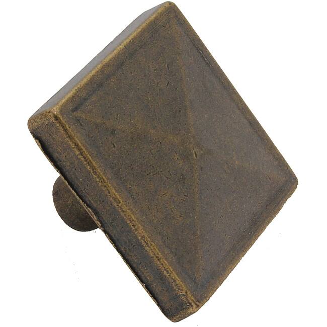 GlideRite 1.125-inch Antique Brass Square Pyramid Cabinet Knobs (Pack of 25) - Multicolor