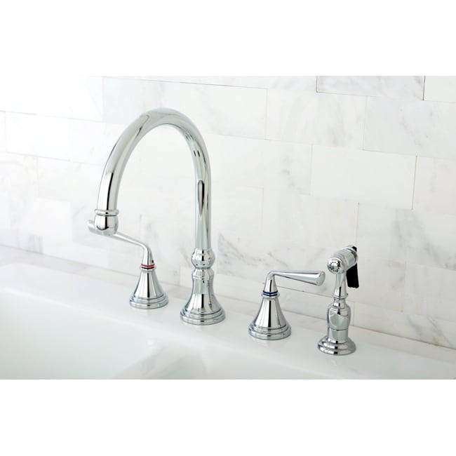 Shop Chrome 4-hole Kitchen Faucet and Brass Sprayer - Free ...