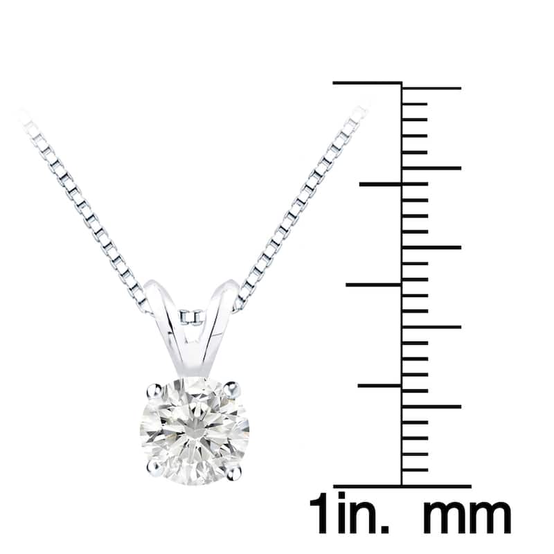 Auriya 1 1/4 carat TDW Round Solitaire Diamond Necklace 14k Gold (F-G, I1-I2)