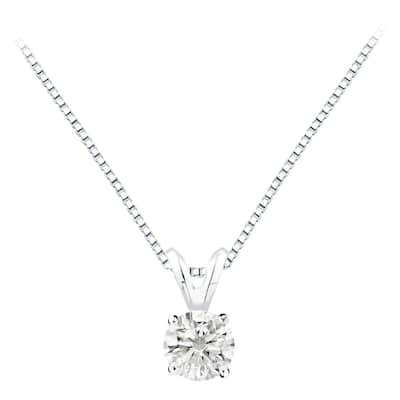 Auriya 1 1/4 carat TDW Round Solitaire Diamond Necklace 14k Gold (F-G, I1-I2)