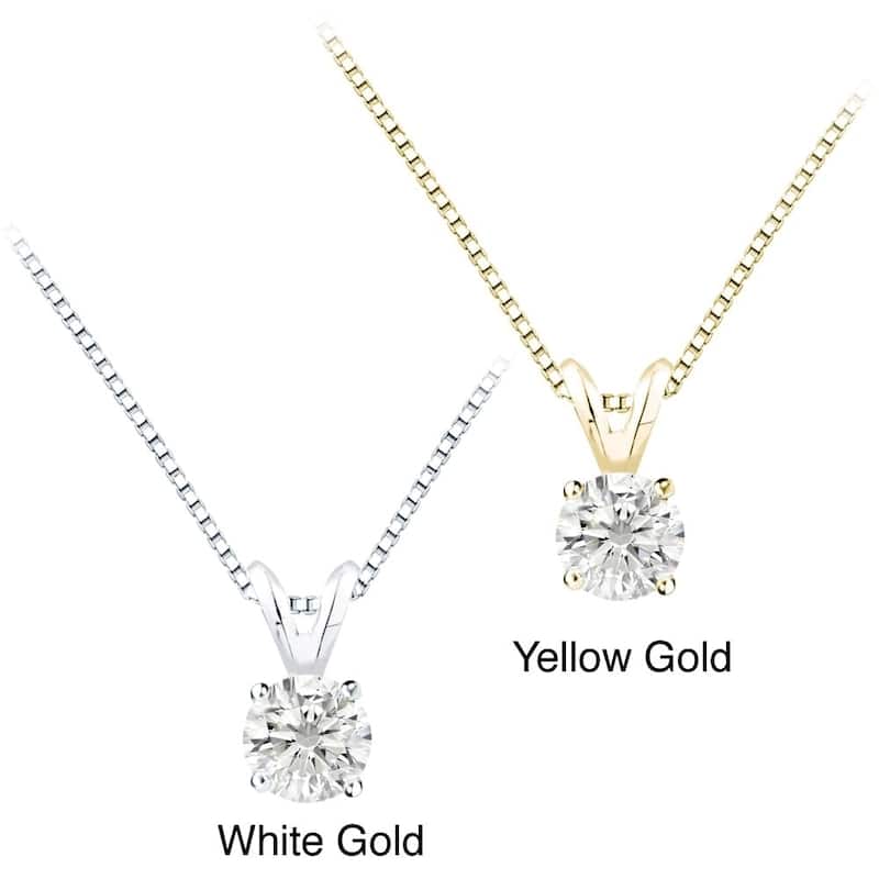 Auriya 1 1/4 carat TDW Round Solitaire Diamond Necklace 14k Gold (F-G, I1-I2)
