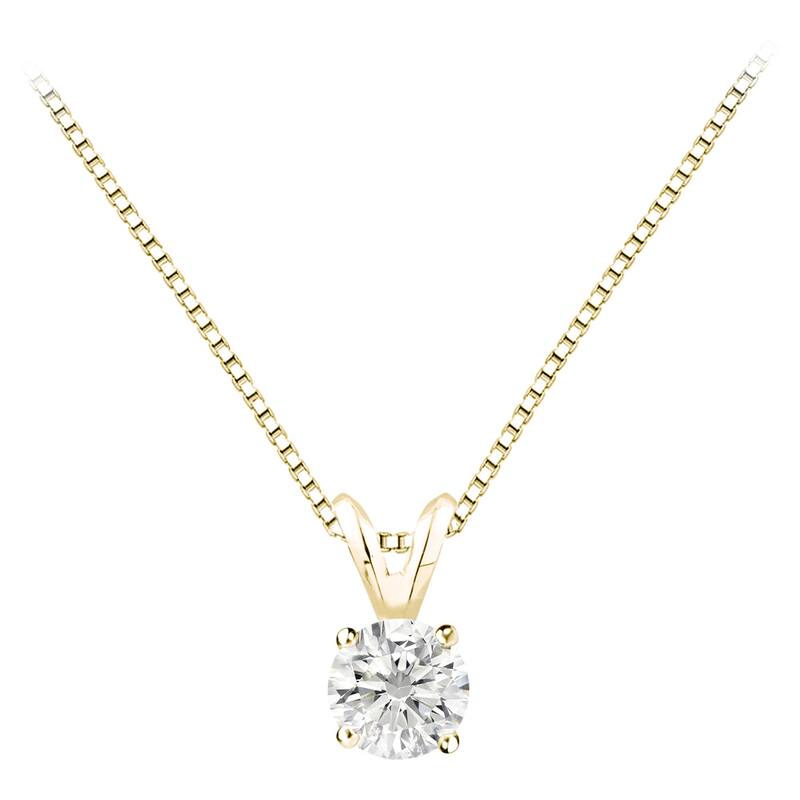 Auriya 1 1/4 carat TDW Round Solitaire Diamond Necklace 14k Gold (F-G, I1-I2) - Yellow