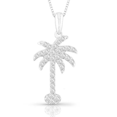 Auriya 14k White Gold 1/5ctw Diamond Palm Tree Necklace (H-I, I1-I2)