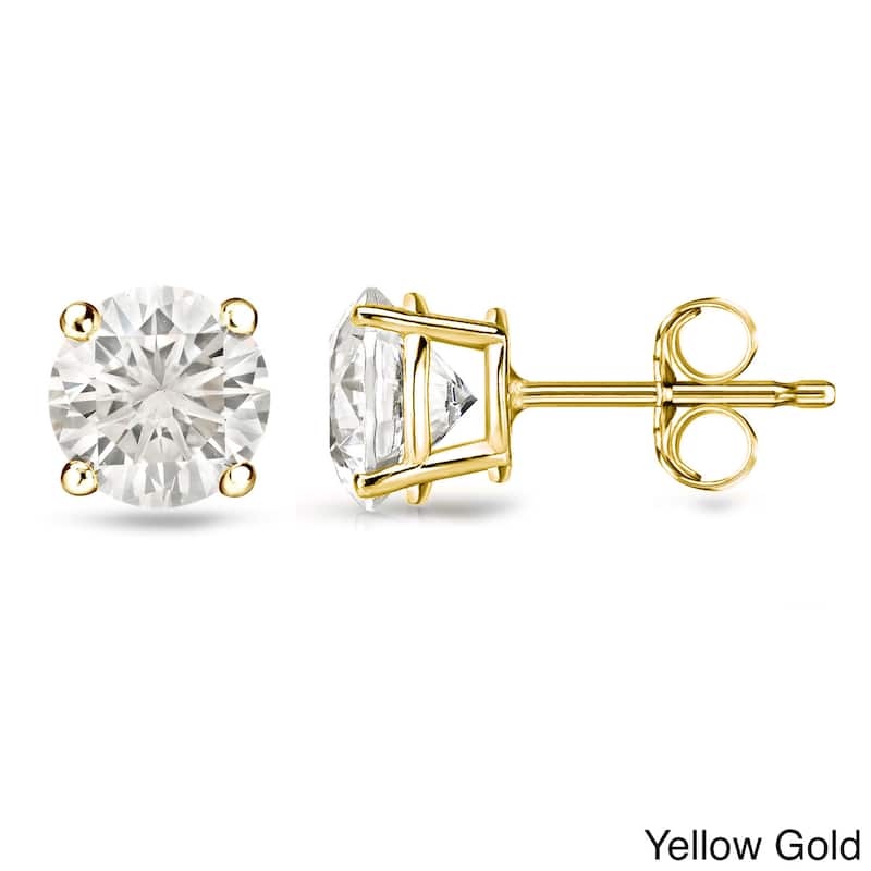 14k Gold 1/2ct TDW Round Diamond Solitaire Stud Earrings by Auriya (H-I, VS1-VS2) - Yellow
