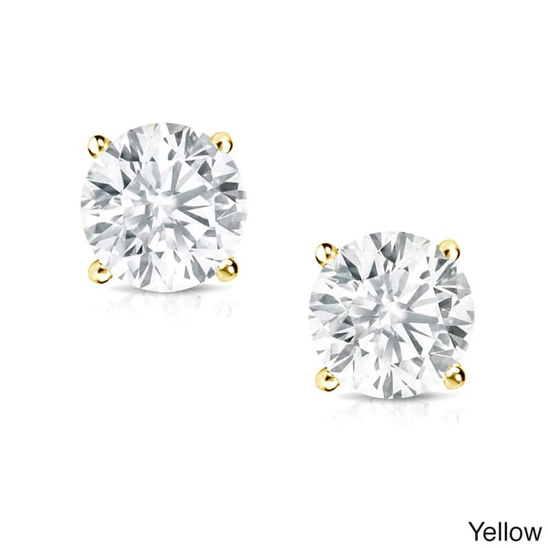 14k Gold 1/2ct TDW Round Diamond Stud Earrings (E-F, VS1-VS2) - Yellow