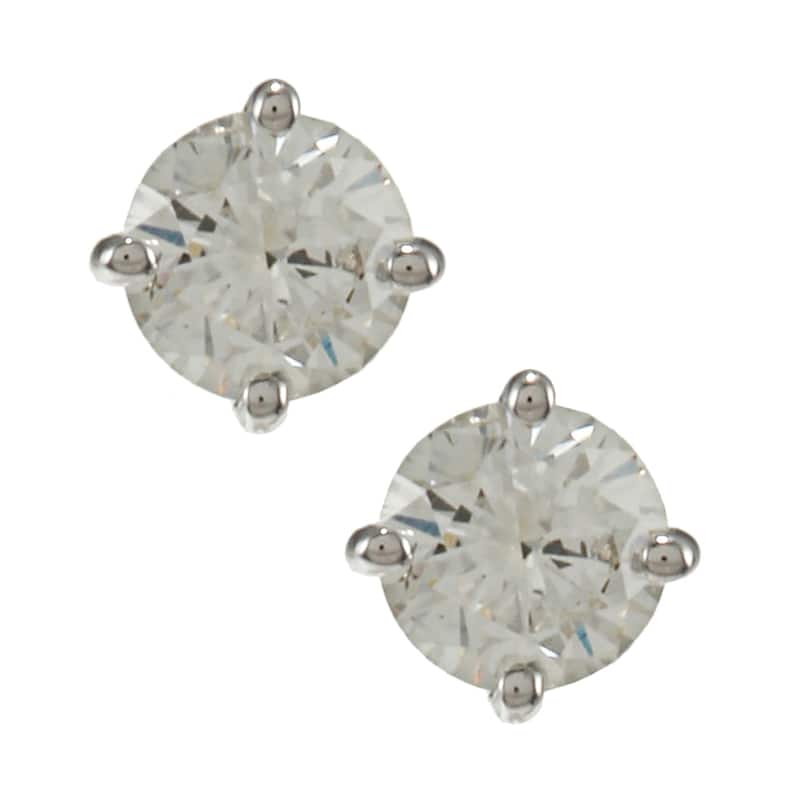 14k Gold 1/2ct TDW Round Hearts & Arrows Diamond Stud Earrings by Auriya (J-K, SI1-SI2) - White