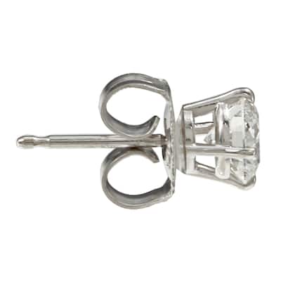 14k Gold 1ct TDW Round Hearts & Arrows Diamond Stud Earrings by Auriya (G, SI1-SI2)