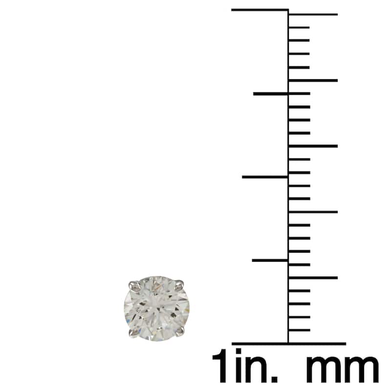 14k Gold 1ct TDW Round Hearts & Arrows Diamond Stud Earrings by Auriya (G, SI1-SI2)