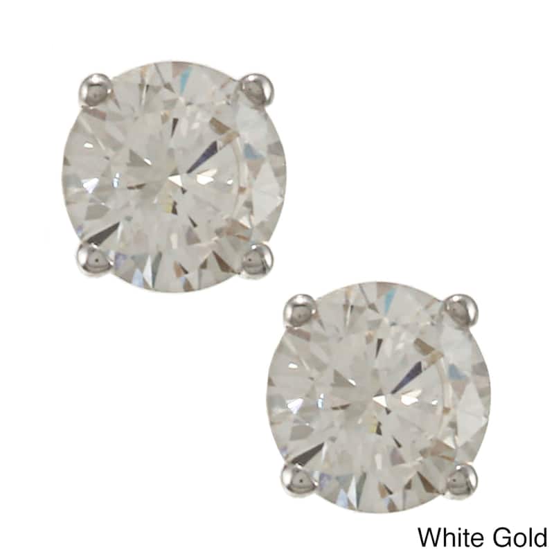14k Gold 1ct TDW Round Diamond Stud Earrings by Auriya (J-K, SI1-SI2) - White