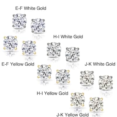14k Gold 1 1/2ct TDW Round Diamond Stud Earrings