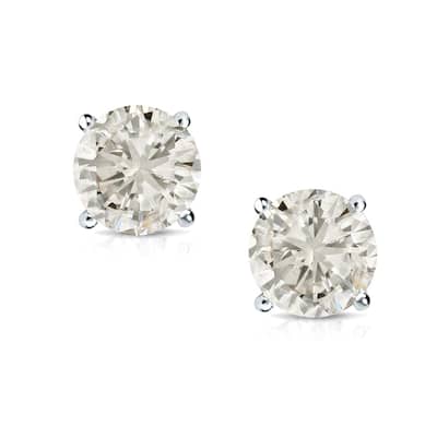 14k Gold 1 1/2ct TDW Round Diamond Stud Earrings by Auriya (J-K, I2-I3)