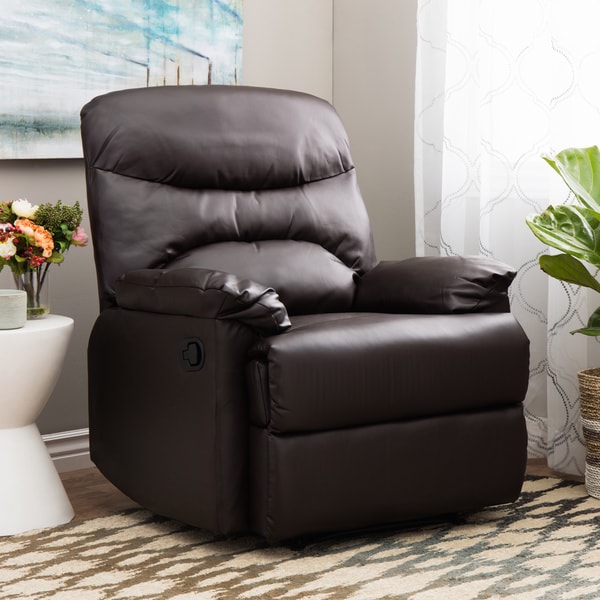 Shop Tucker Brown Bonded Leather Recliner Free Shipping Today