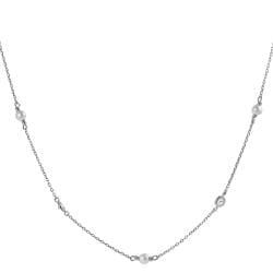 Silvertone Cubic Zirconia and Faux Pearl Necklace Tressa Pearl Necklaces