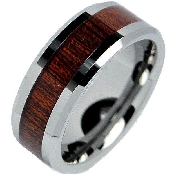 tungsten carbide wood inlay rings