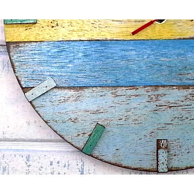 Handmade Recycled Boat Wood Beach House Clock (Thailand)