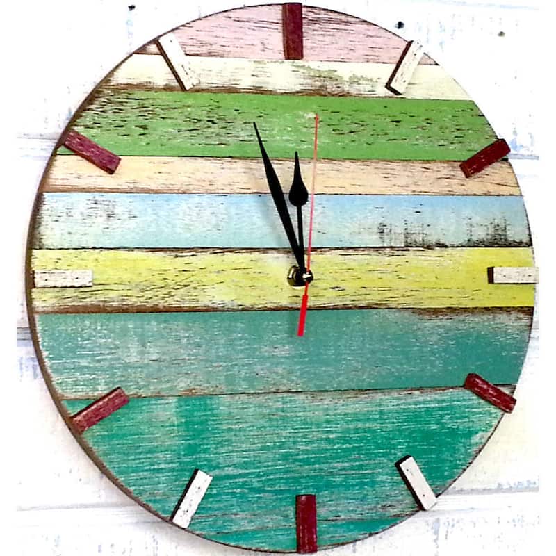 Handmade Recycled Boat Wood Beach House Clock (Thailand)