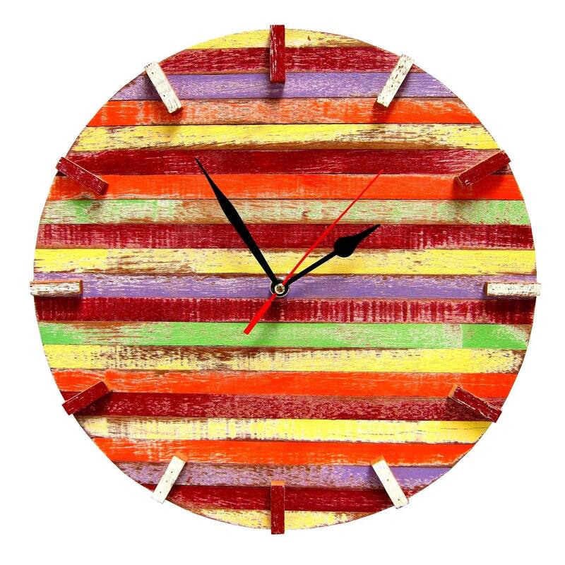 Handmade Recycled Boat Wood Beach House Clock (Thailand)