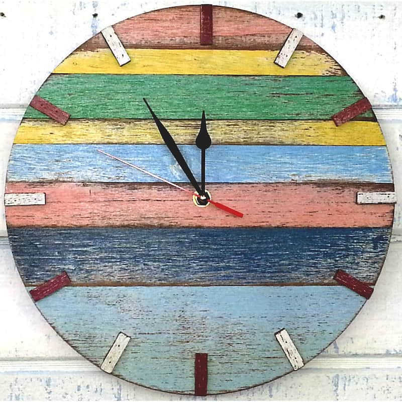 Handmade Recycled Boat Wood Beach House Clock (Thailand)