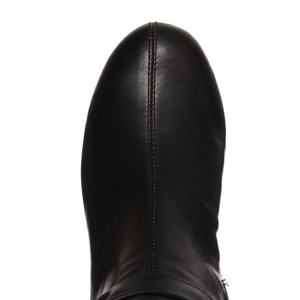 tall black boots with low heel
