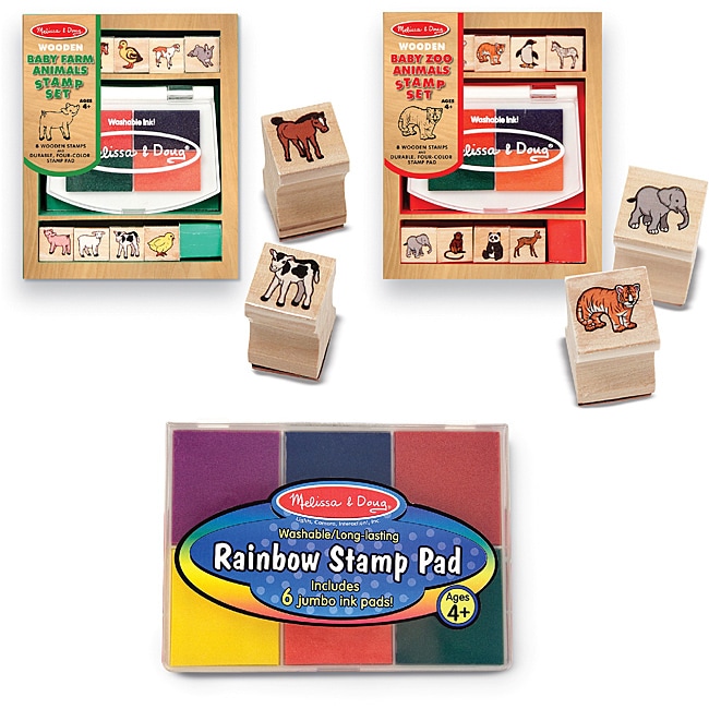 Melissa & Doug Baby Zoo and Farm Animals 6 Color Stamp Pad Set