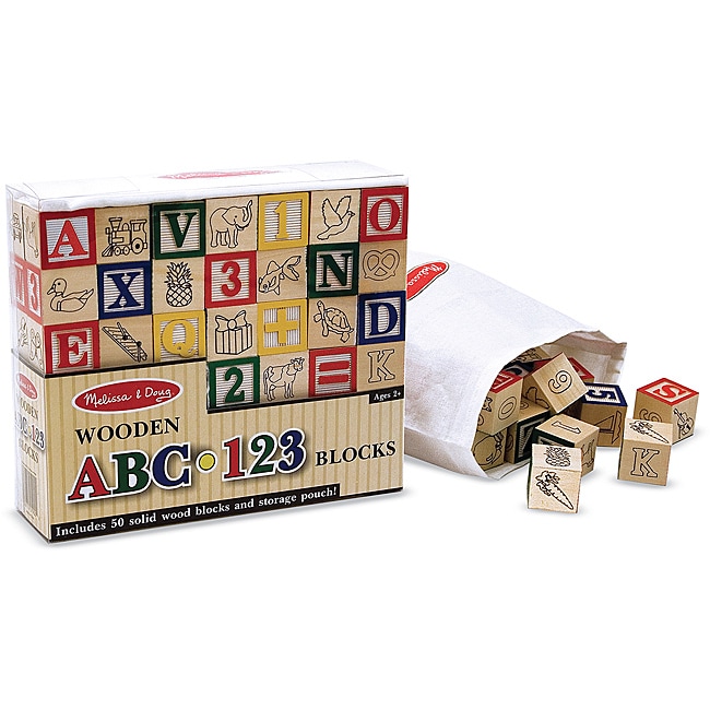 Melissa & Doug Wooden ABC/123 Blocks Set   13983941  