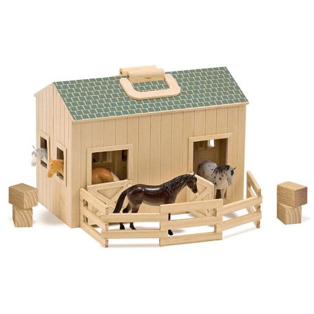 Shop Melissa & Doug 'Fold and Go' Stable Set with Four Plastic Horses ...