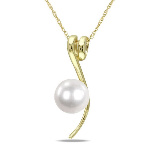 Shop Miadora 10k Yellow Gold White Cultured Freshwater Pearl Fashion ...