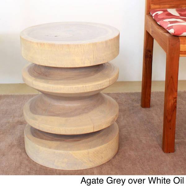 Handmade 18 Inch High Round Zig Zag End Table Thailand Handmade 18 Inch High Round Zig Zag End Table Thailand