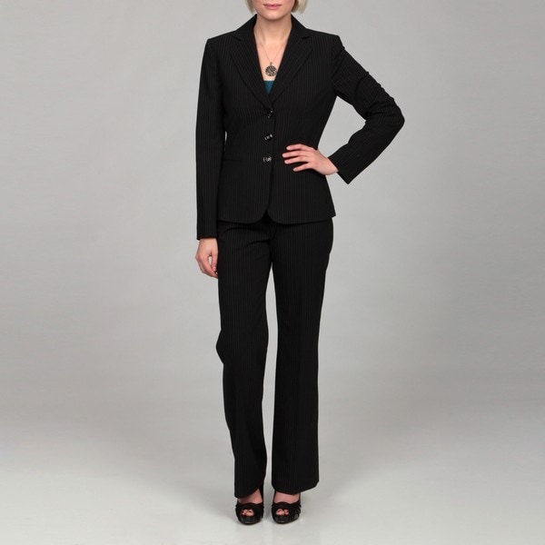 Tahari Women's Black/ White Pinstripe Pant Suit - 13984654 - Overstock ...