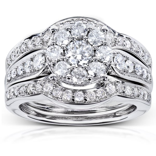 Annello 14k White Gold 1ct TDW 3-piece Diamond Bridal Rings Set (H-I ...