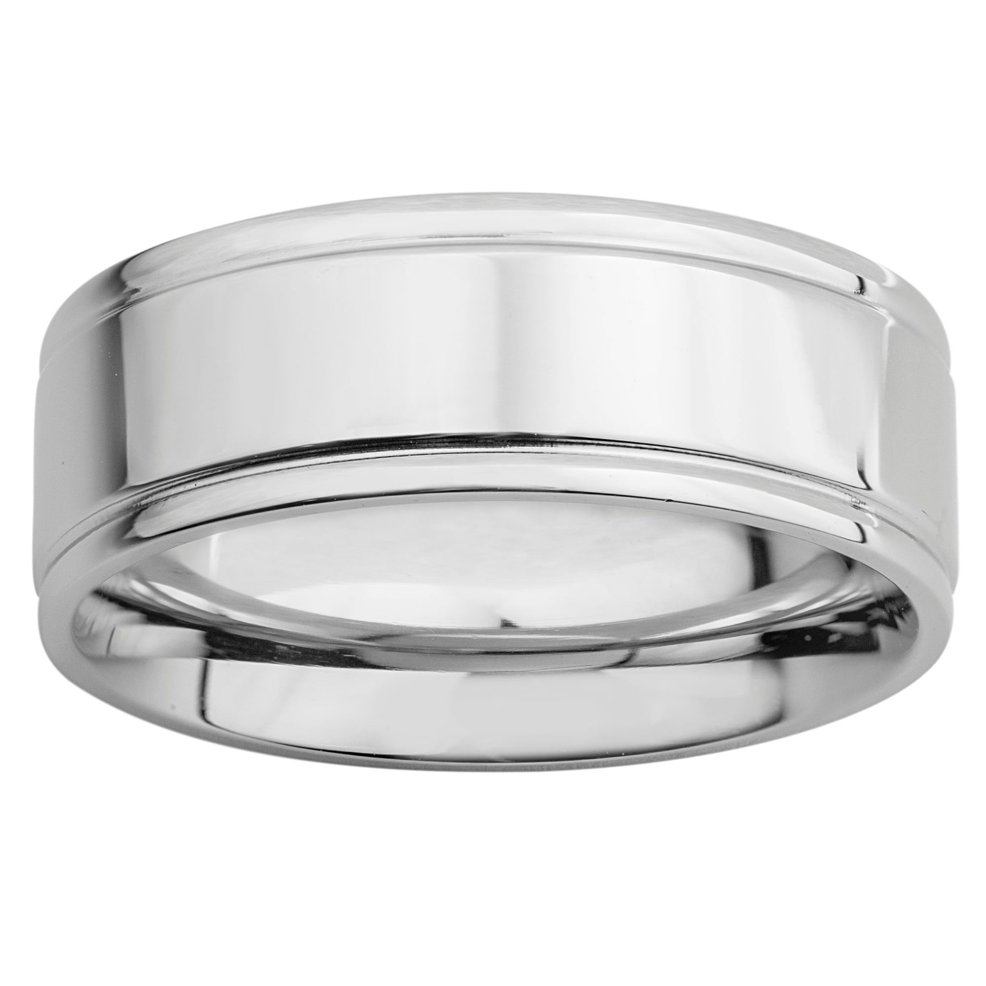 Stainless Steel Grooved 8mm Brushed & Polished Band Best Quality Free Gift Box 