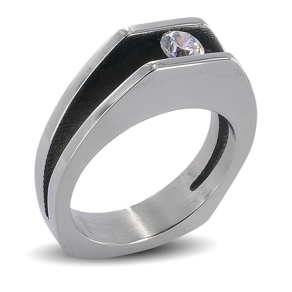 Shop Stainless Steel Split Shank Floating Cubic Zirconia Ring Free