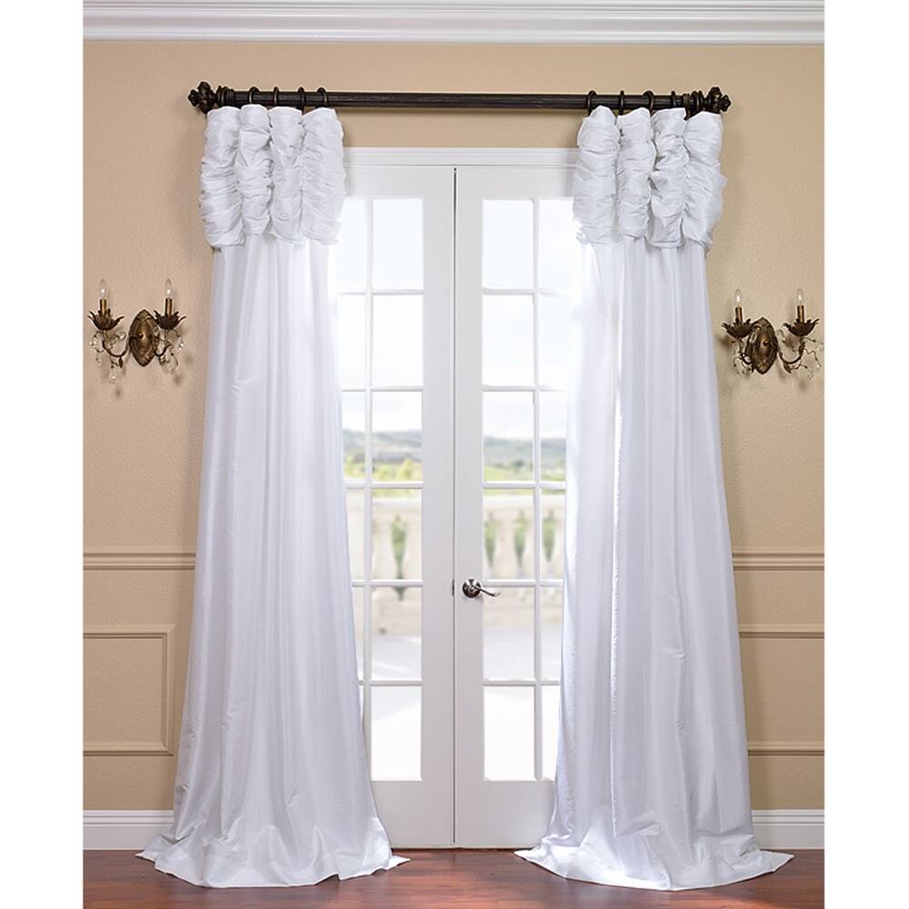 Exclusive Fabrics White Ruched Header Faux Silk Taffeta 108-inch Curtain Panel
